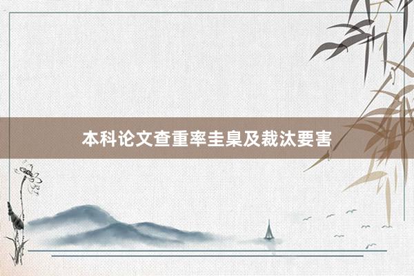 本科论文查重率圭臬及裁汰要害